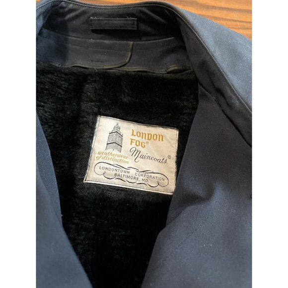 London Fog navy blue lined rain trench coat size 40 Reg - Picture 3 of 9